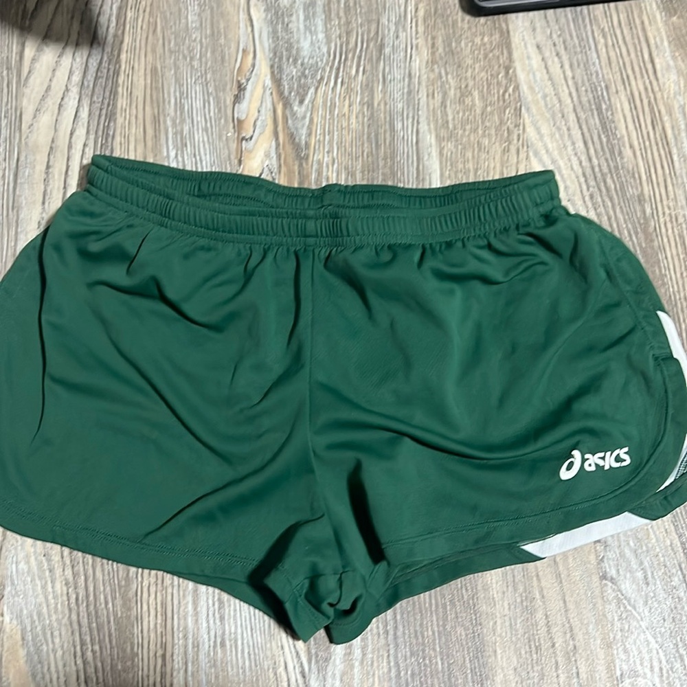 green athletic shorts